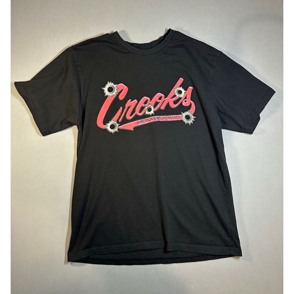 Crooks & Castles Mens L Black Crew Neck Short Sleeve Bullet Hole Graphic Tee